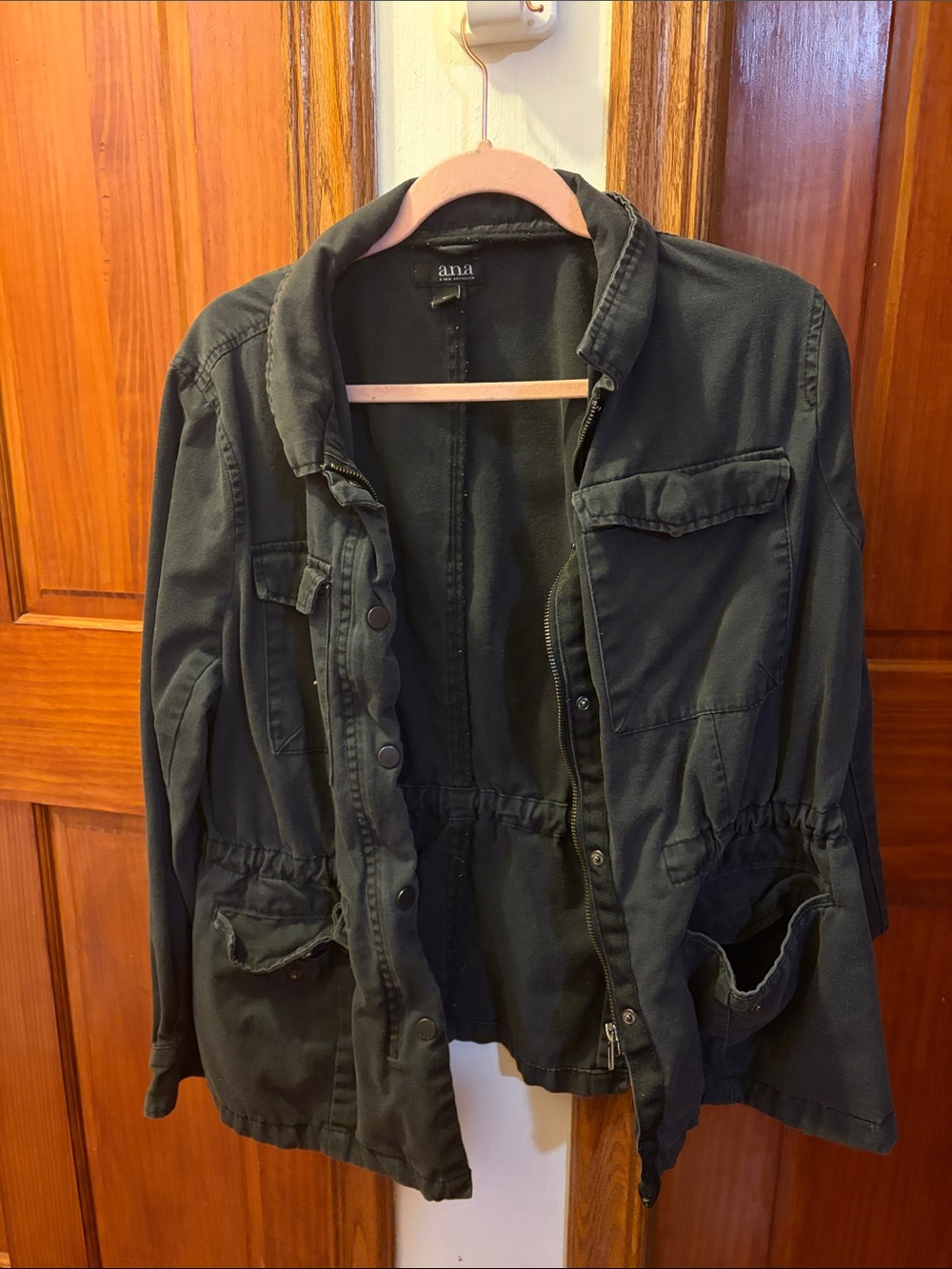 a.n.a Women's Black Washed Utility Jacket XL Preowned